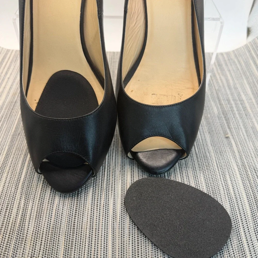 Cole Haan Chelsea Peep Toe Pumps Size 10B Black‎ Leather Platform Stiletto Heels